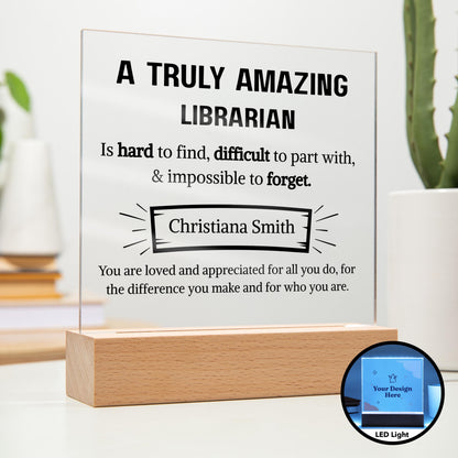 Librarian Appreciation Personalized Square Acrylic Plaque