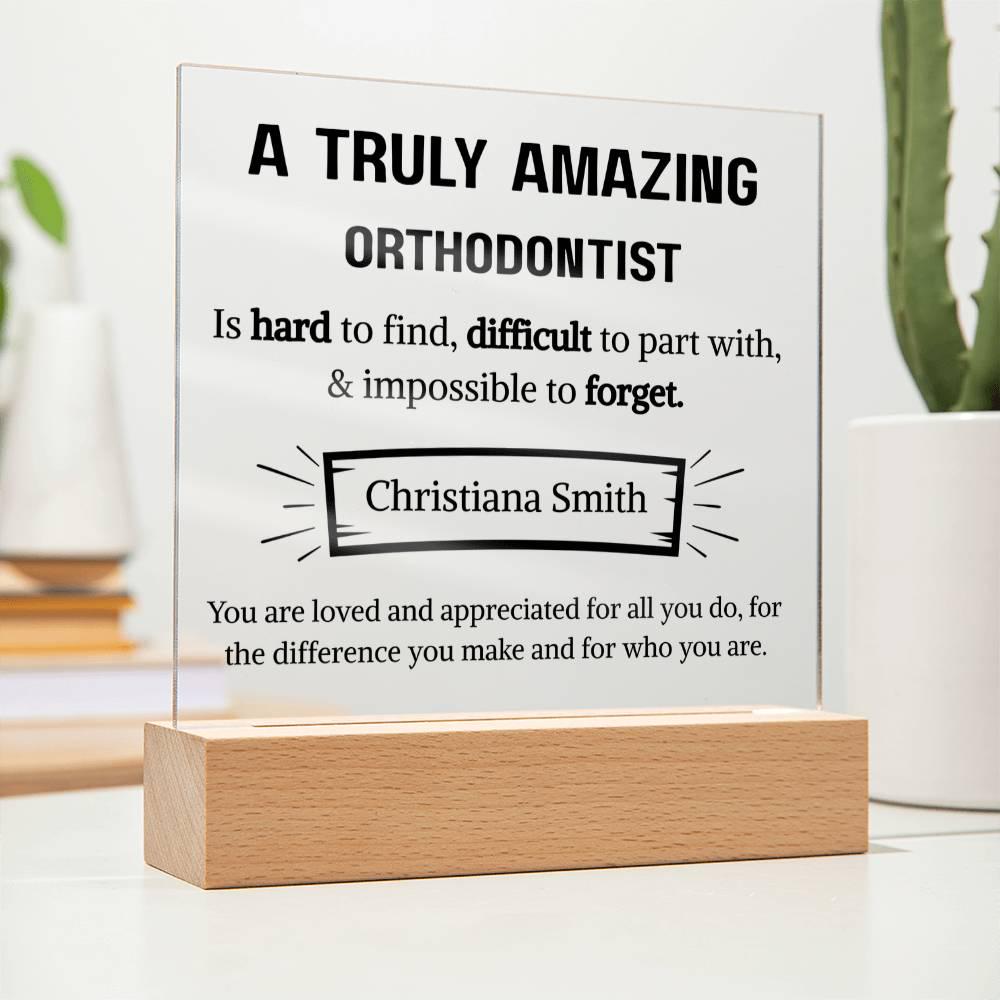 Orthodontist Appreciation Personalized Square Acrylic Plaque