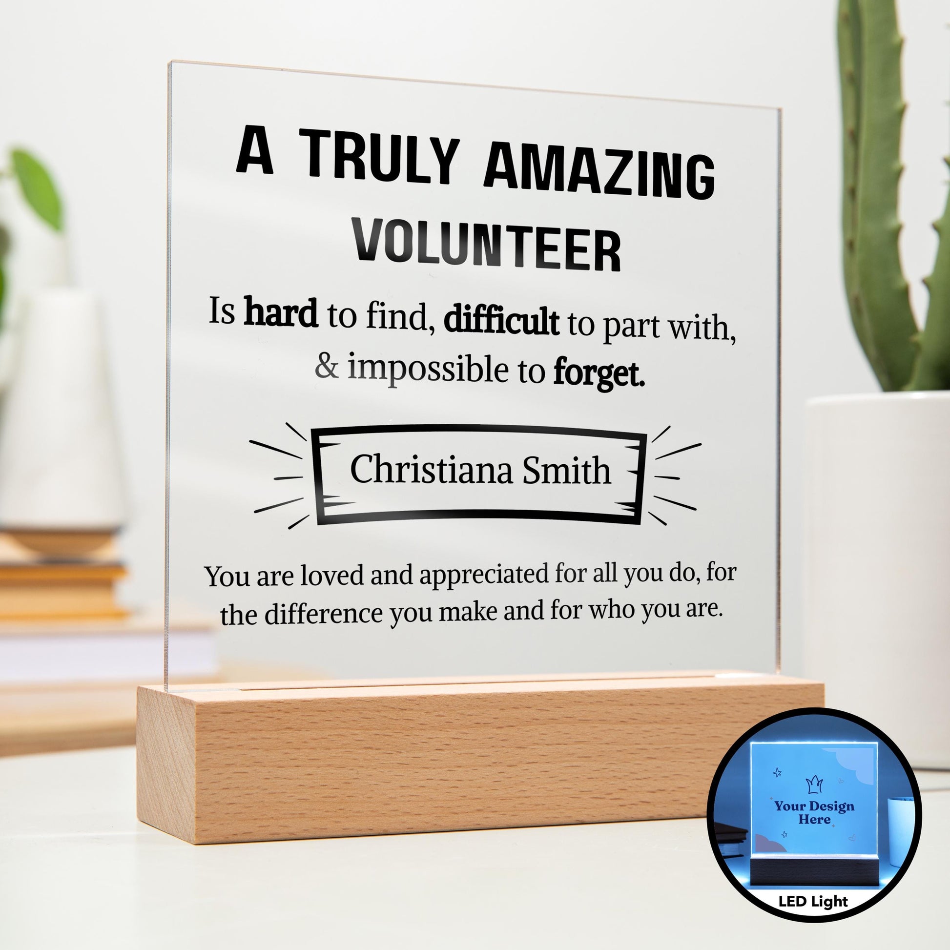Volunteer Appreciation Personalized Acrylic Plaque – School Volunteer