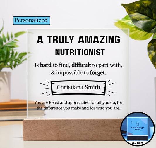 Nutritionist Appreciation Personalized Plaque – Gift for Nutritionist