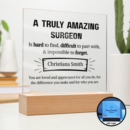 Surgeon Appreciation Personalized Acrylic Plaque – Gift for Surgeon