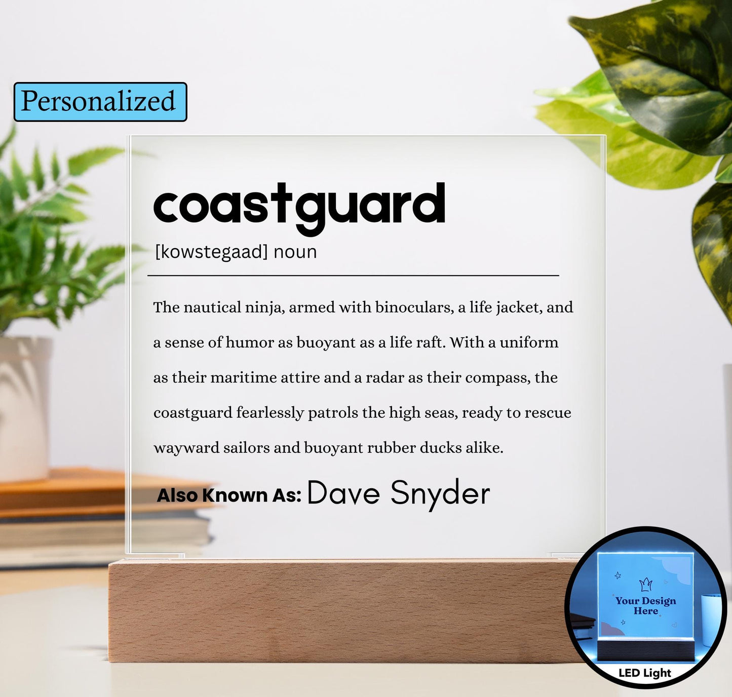 Coast Guard Gift Personalized Definition Acrylic Plaque