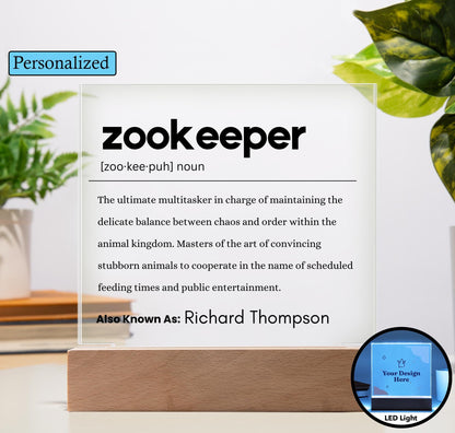 Zookeeper Definition Personalized Plaque – Gift for Zookeeper