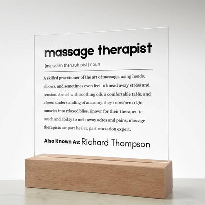 Massage Therapist Definition Personalized Plaque – view 2