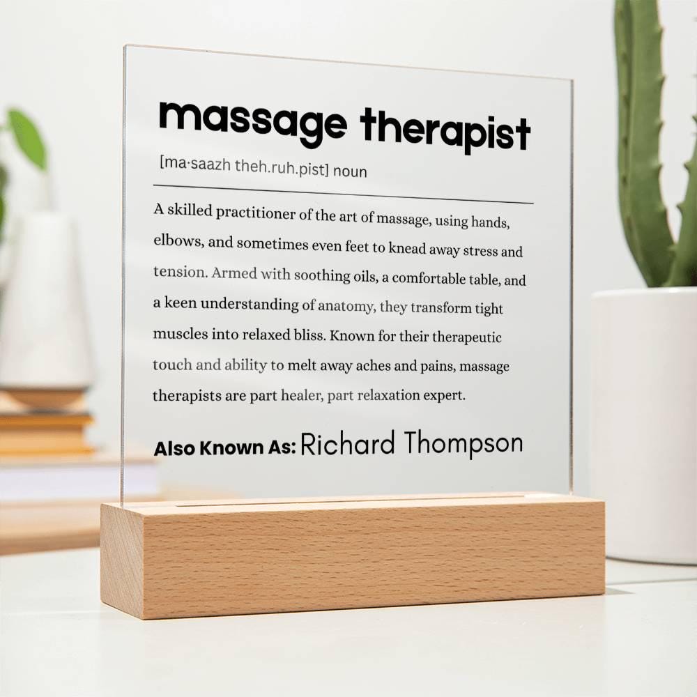 Massage Therapist Definition Personalized Plaque – view 9