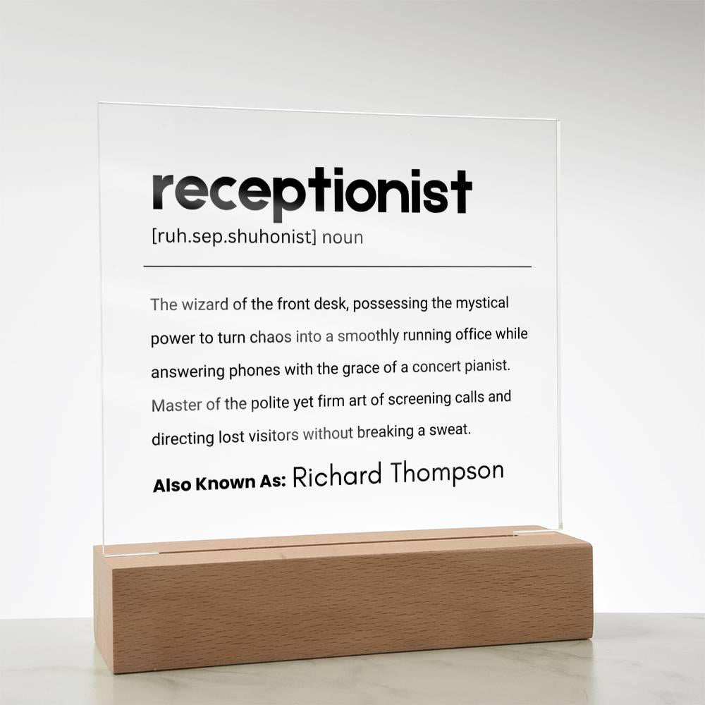 Personalized Receptionist Definition Plaque – Vet Receptionist – view 9