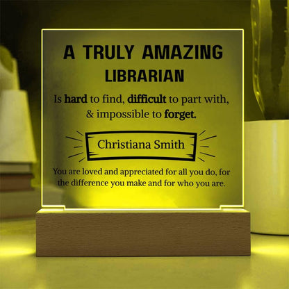 Librarian Appreciation Personalized Square Acrylic Plaque – view 4