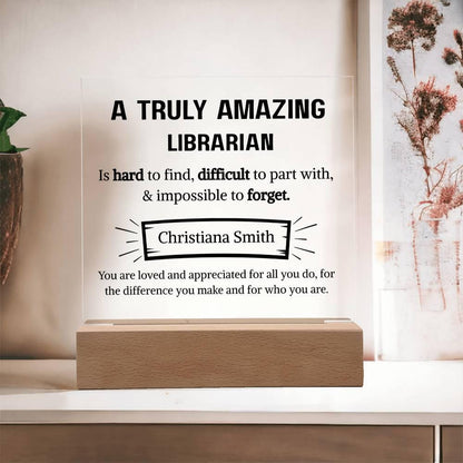 Librarian Appreciation Personalized Square Acrylic Plaque – view 2