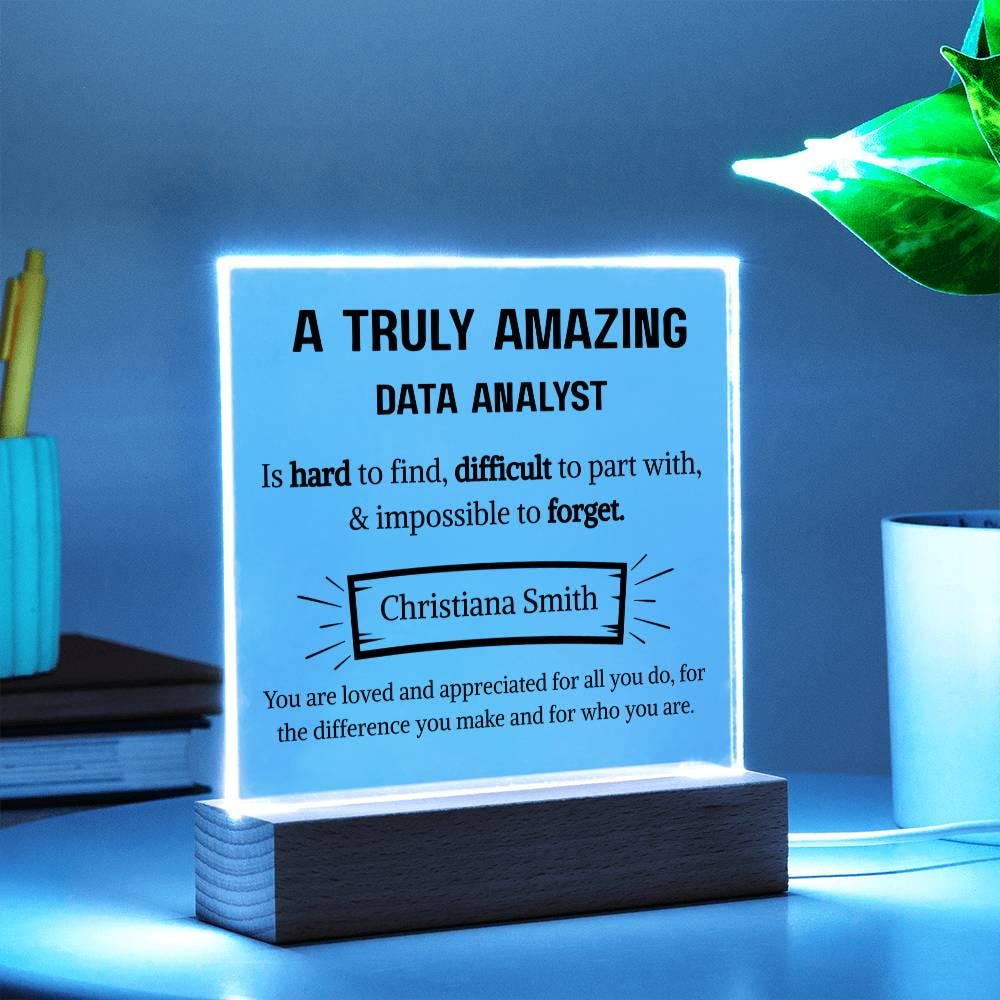 Data Analyst Appreciation Personalized Square Acrylic Plaque – view 3