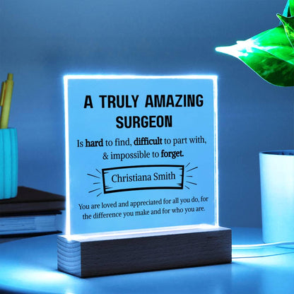 Surgeon Appreciation Personalized Acrylic Plaque – Gift for Surgeon – view 3