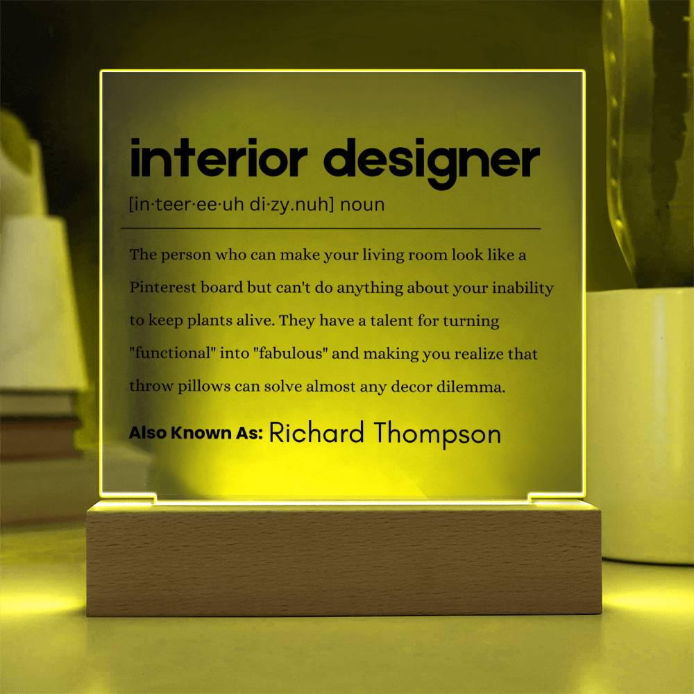 Interior Designer Gift Personalized Definition Acrylic Plaque – view 4