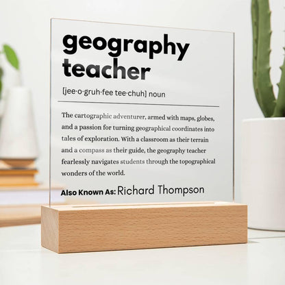 Geography Teacher Gift Personalized Definition Acrylic Plaque