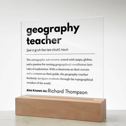 Geography Teacher Gift Personalized Definition Acrylic Plaque – view 8