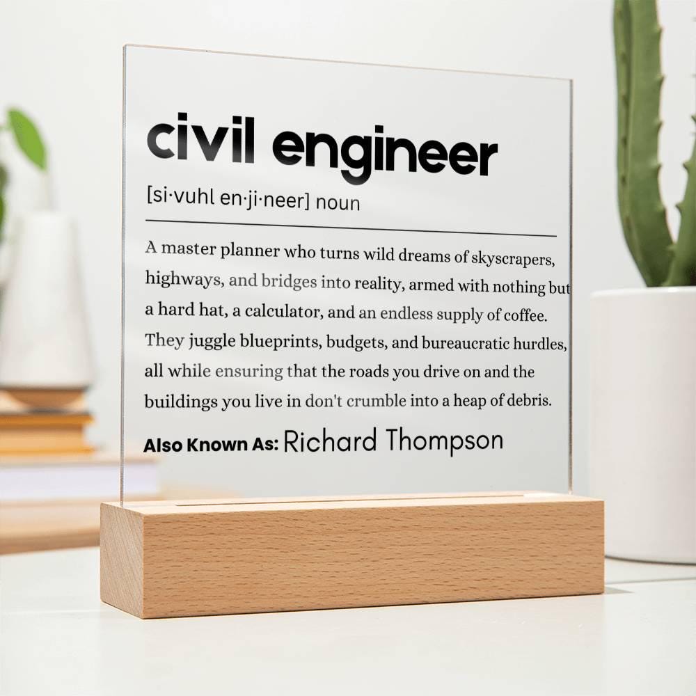 Civil Engineer Definition Plaque – Gift for Civil Engineer – view 2