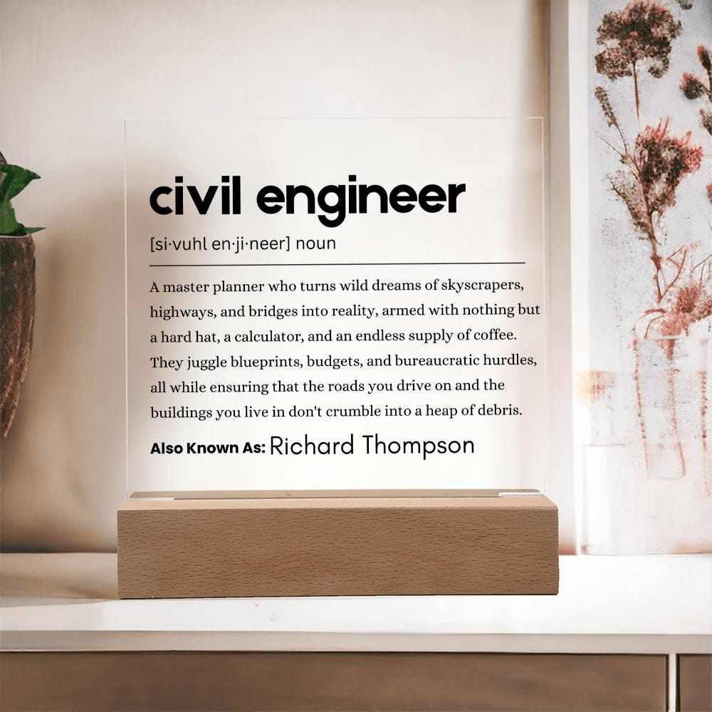 Civil Engineer Definition Plaque – Gift for Civil Engineer – view 9