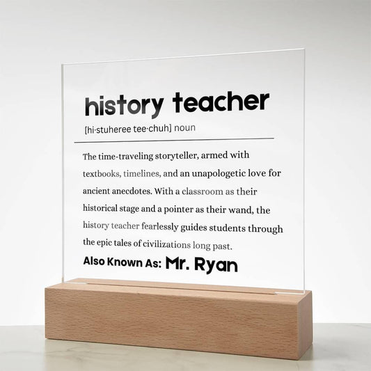 History Teacher Gift Personalized Definition Acrylic Plaque – view 2