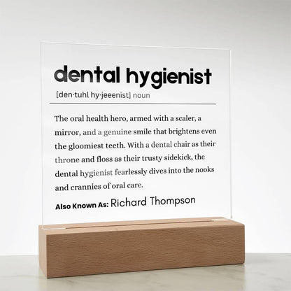 Dental Hygienist Personalized Definition Acrylic Plaque – view 2