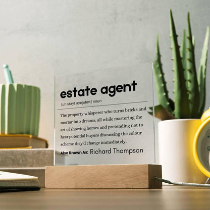 Estate Agent Gift Personalized Definition Acrylic Plaque – view 2
