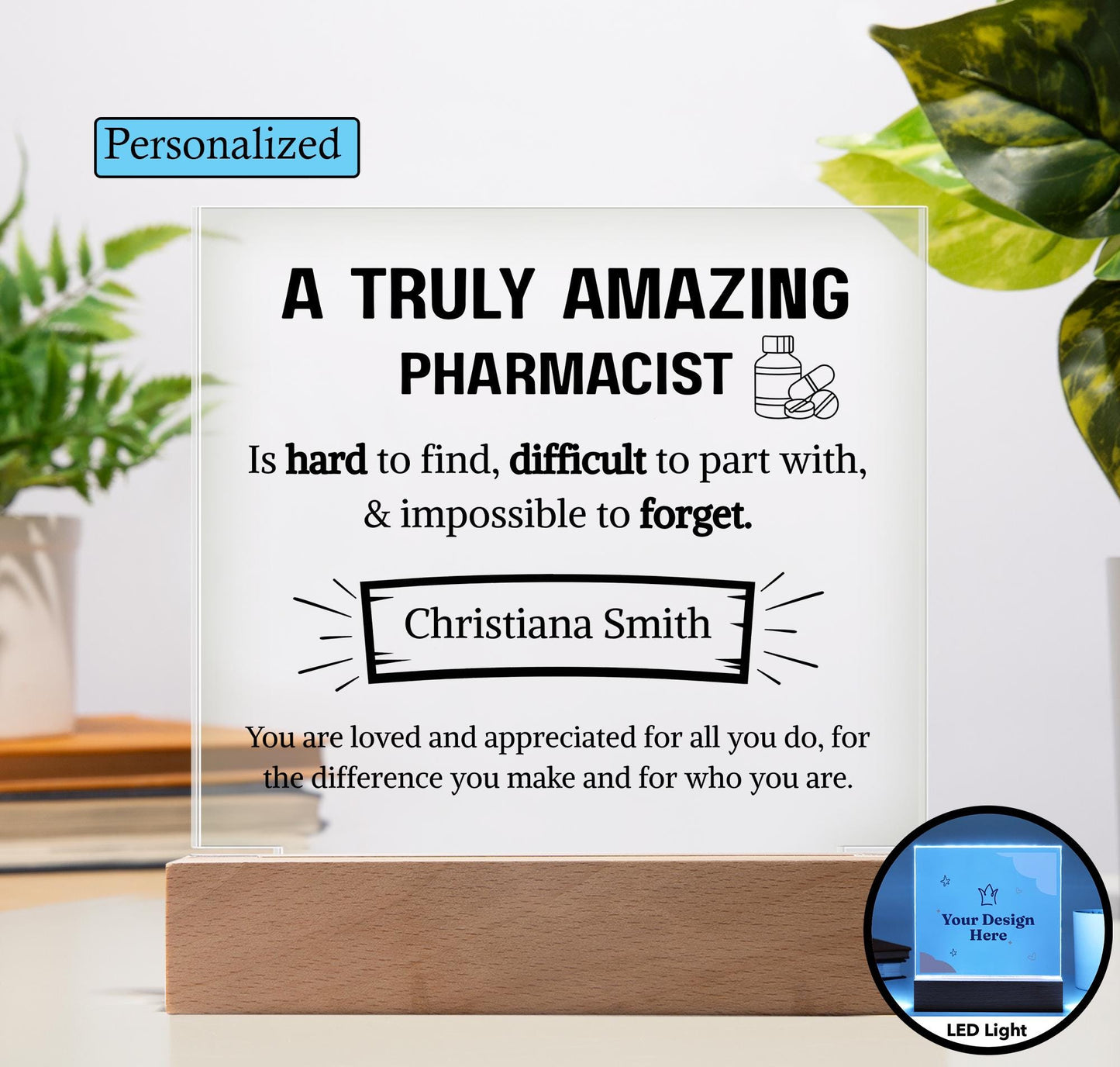 Pharmacist Appreciation Personalized Acrylic Plaque – Pharmacy Gifts