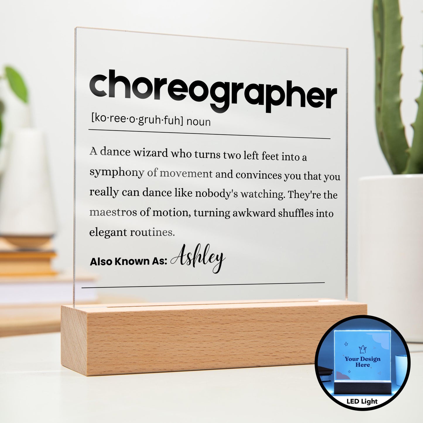Choreographer Gift Personalized Definition Acrylic Plaque – view 2