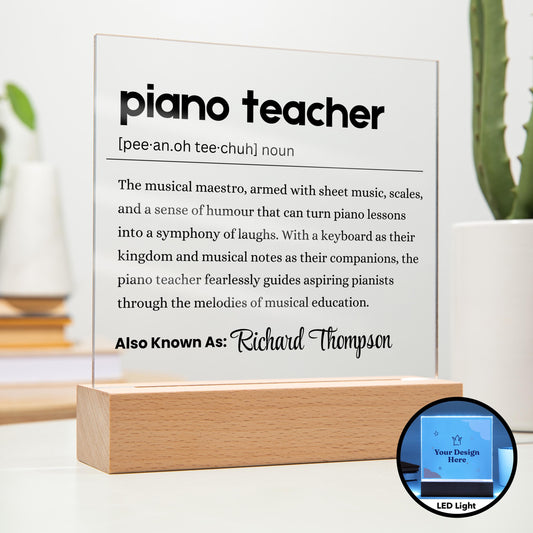 Piano Teacher Gift Personalized Definition Acrylic Plaque