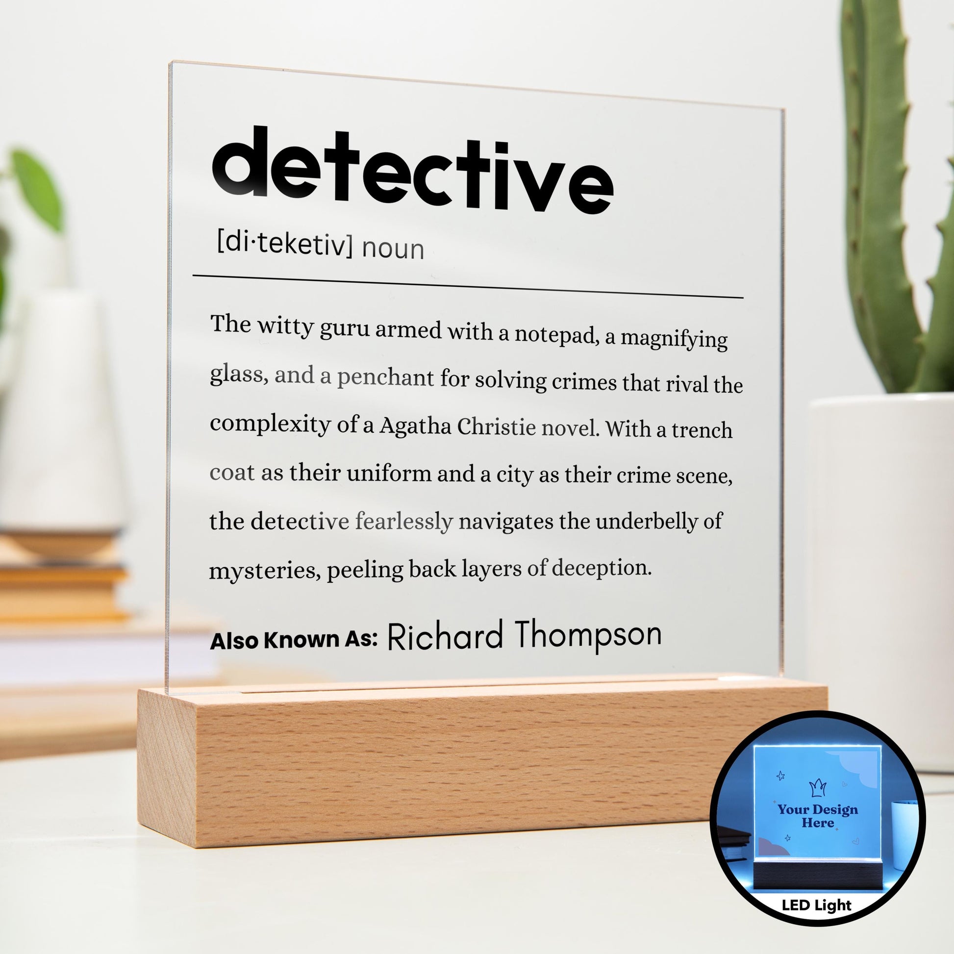 Detective Gift Personalized Definition Acrylic Plaque