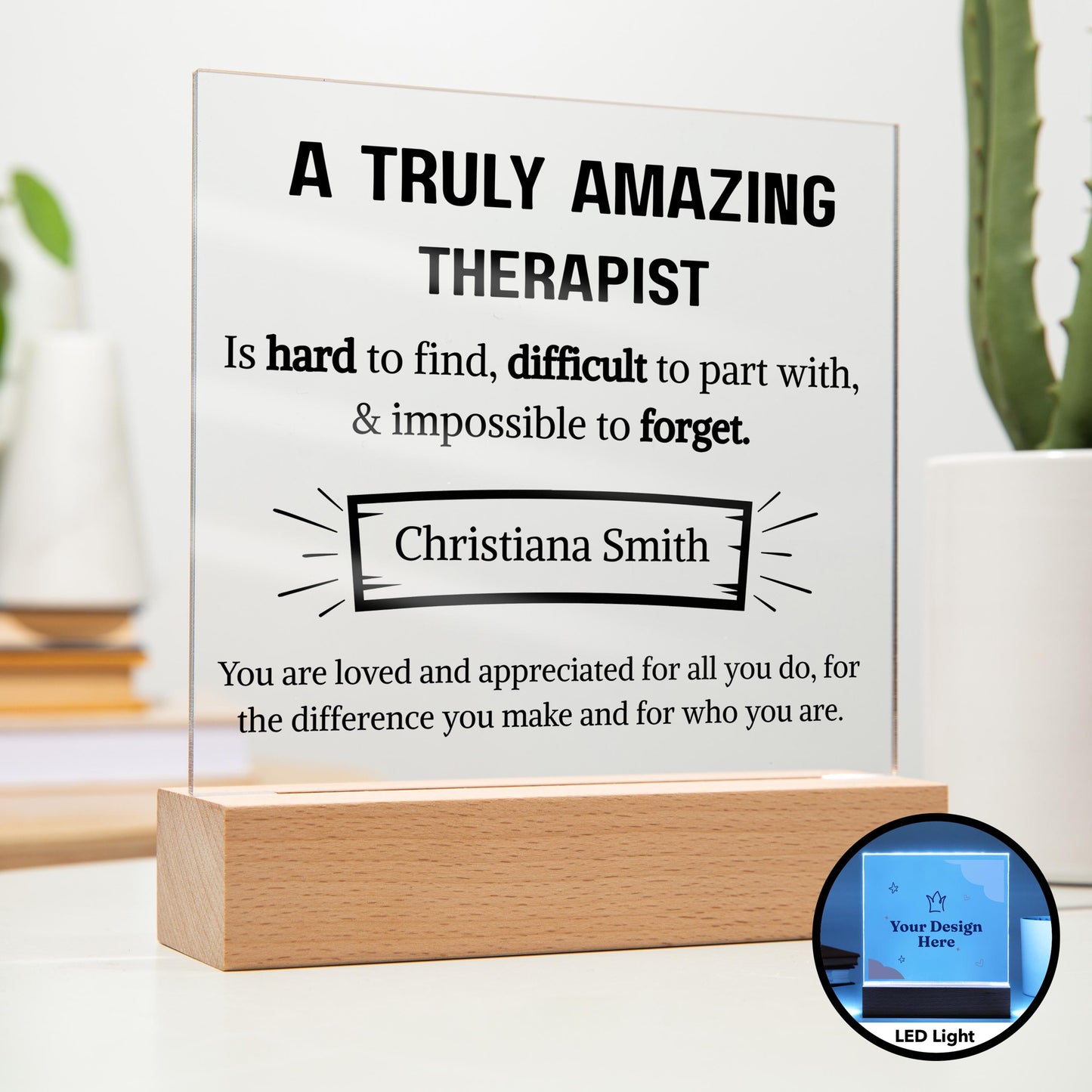 Therapist Appreciation Personalized Plaque – Gift for Therapist
