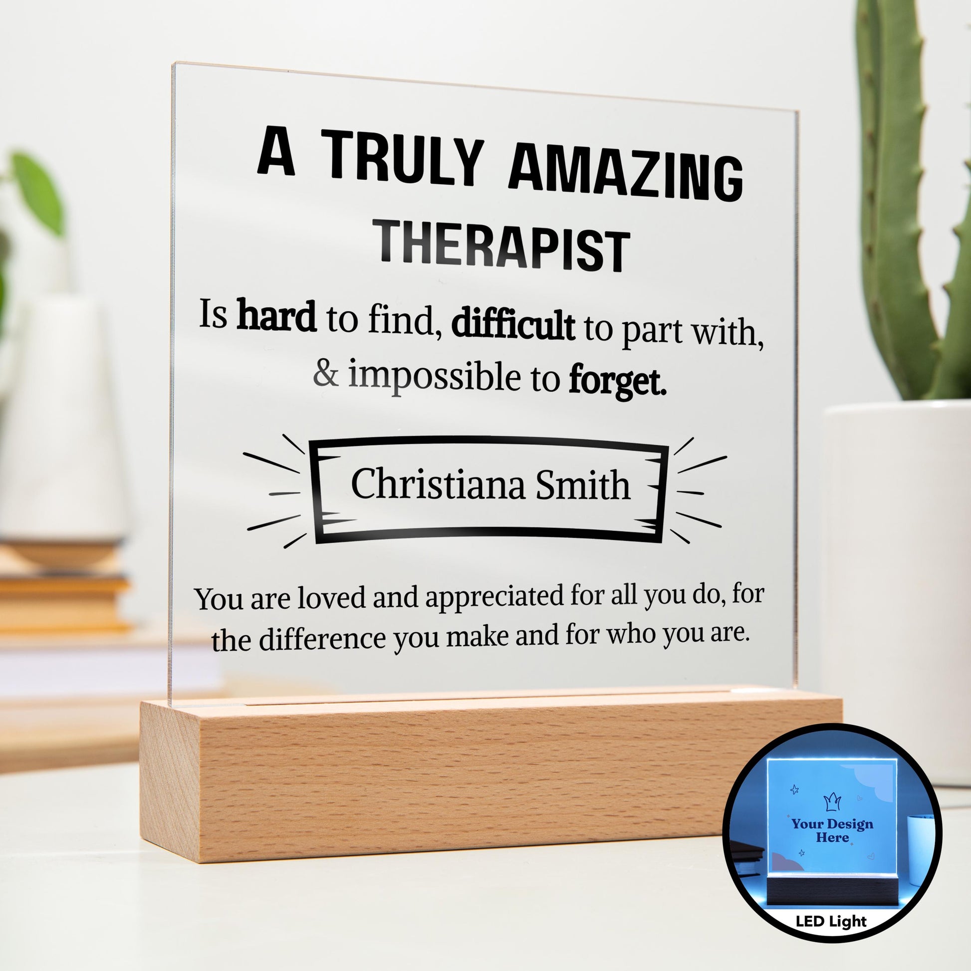 Therapist Appreciation Personalized Plaque – Gift for Therapist