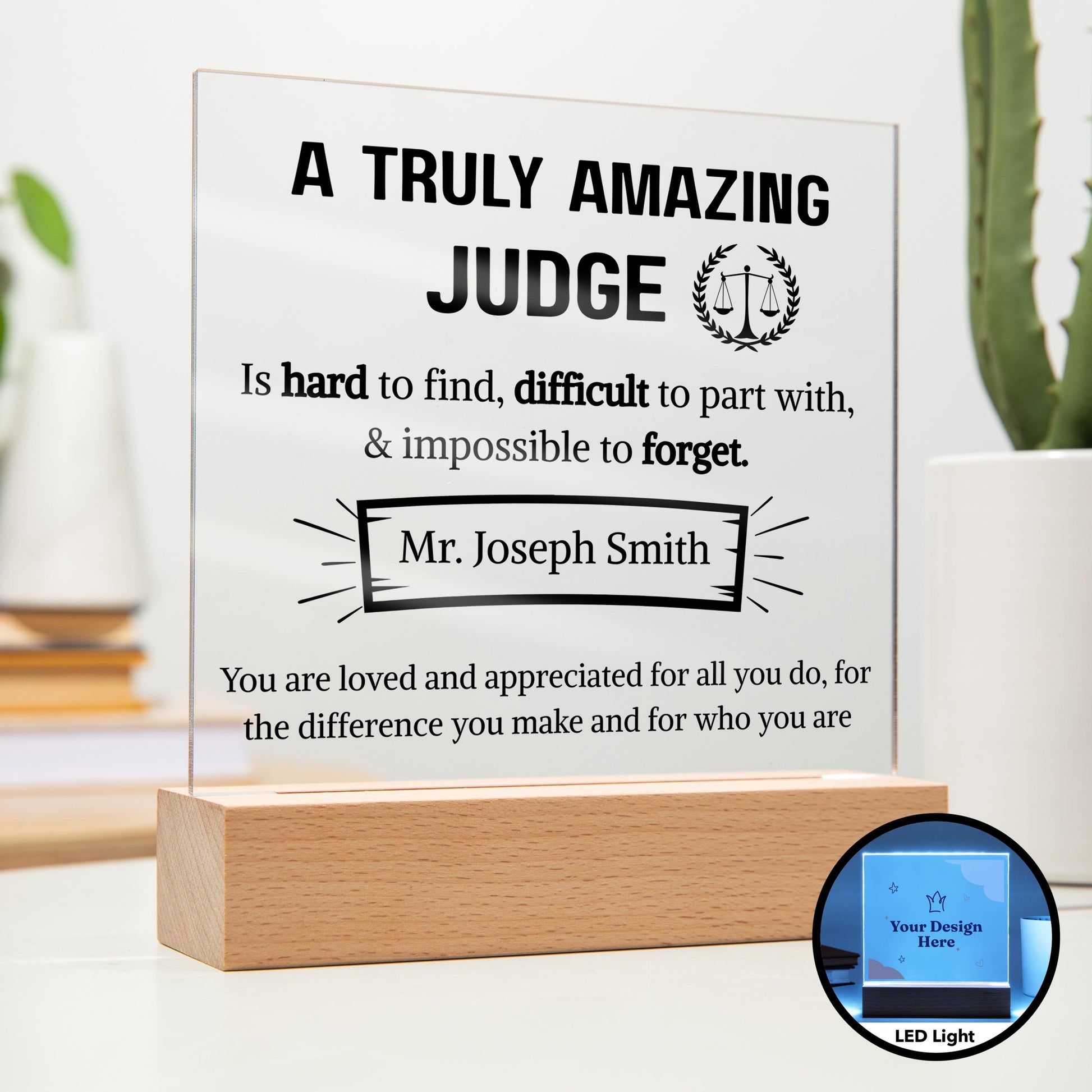 Judge Appreciation Personalized Acrylic Plaque – Gift for Judge – view 10