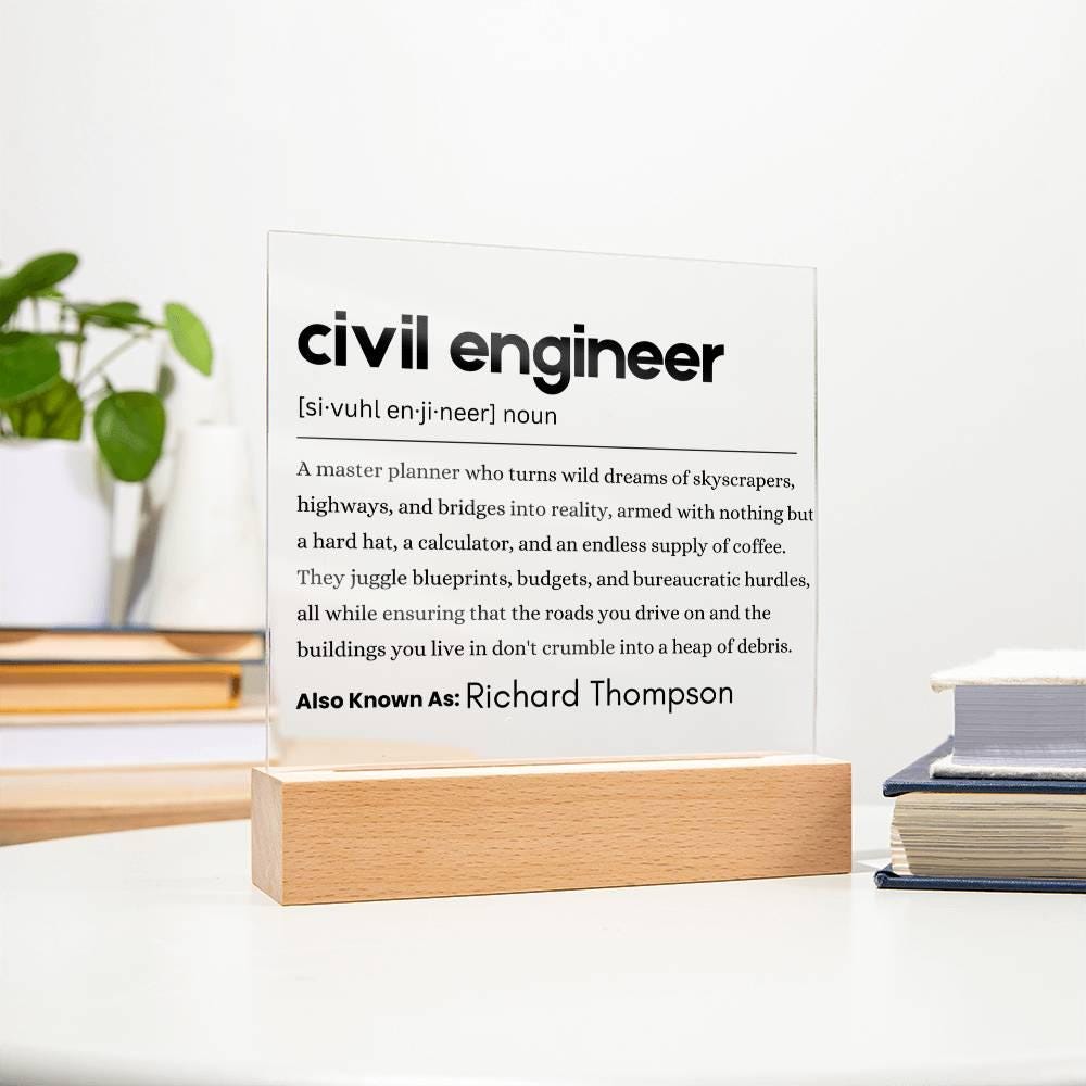 Civil Engineer Definition Plaque – Gift for Civil Engineer
