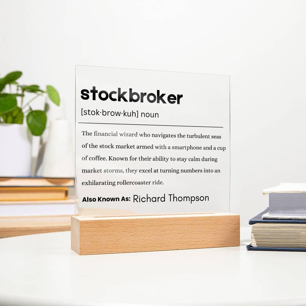 Stock Broker Gift Personalized Definition Acrylic Plaque – view 2