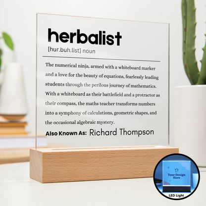 Herbalist Gift Personalized Definition Acrylic Plaque – Gift