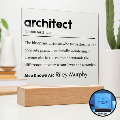 Architect Gift Personalized Definition Acrylic Plaque