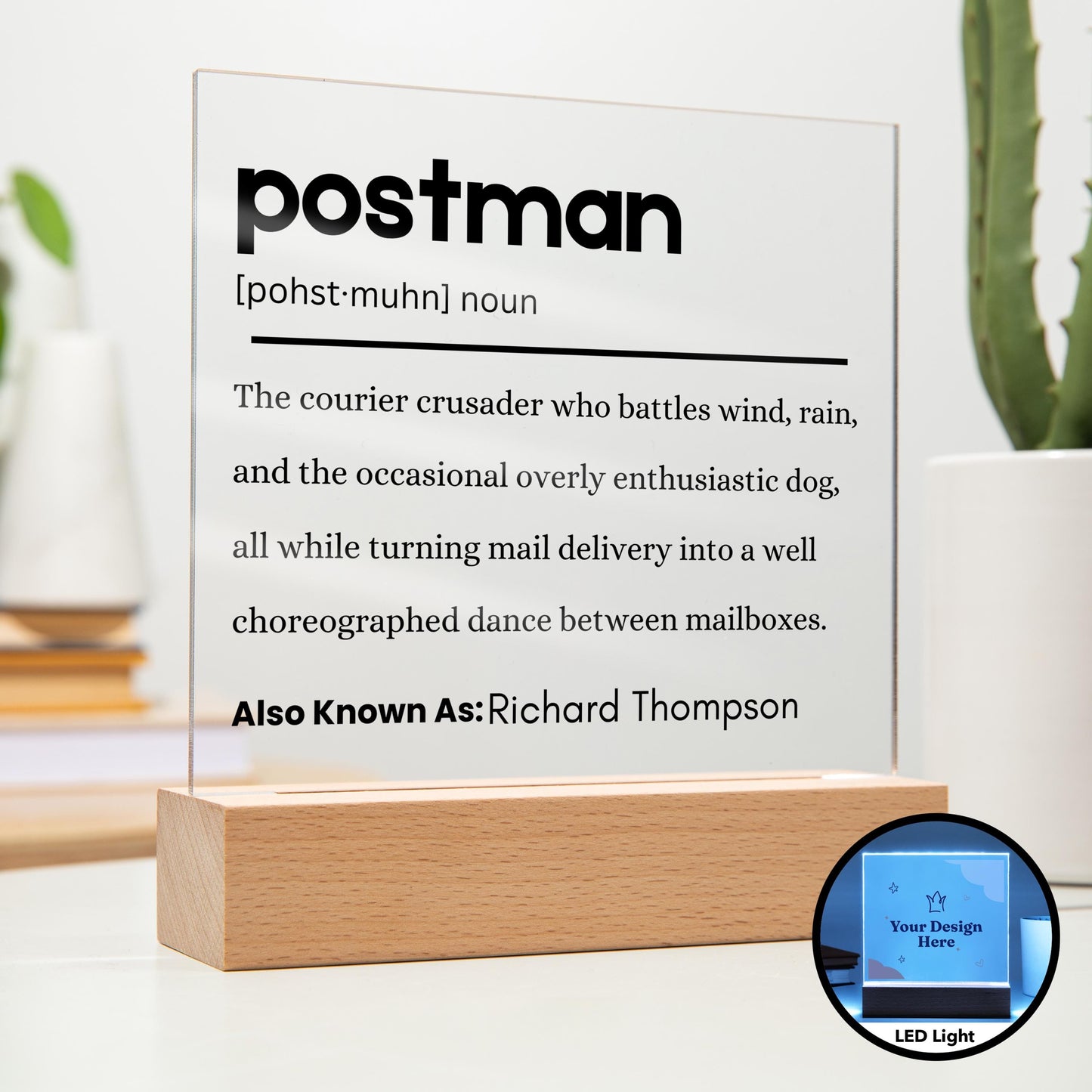 Postman Gift Personalized Definition Acrylic Plaque – Mail Carrier