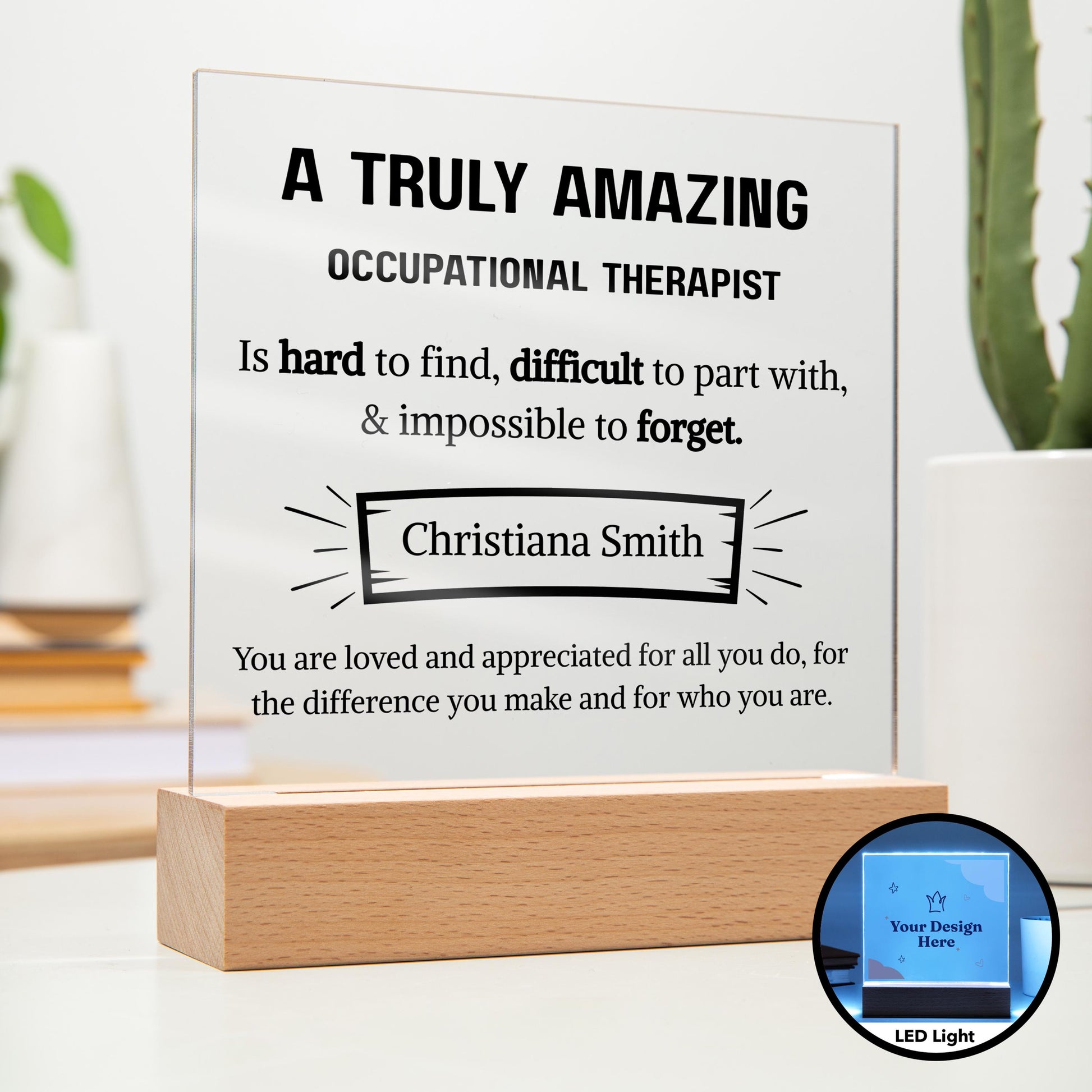 Occupational Therapist Personalized LED Acrylic Plaque – Gift for OT