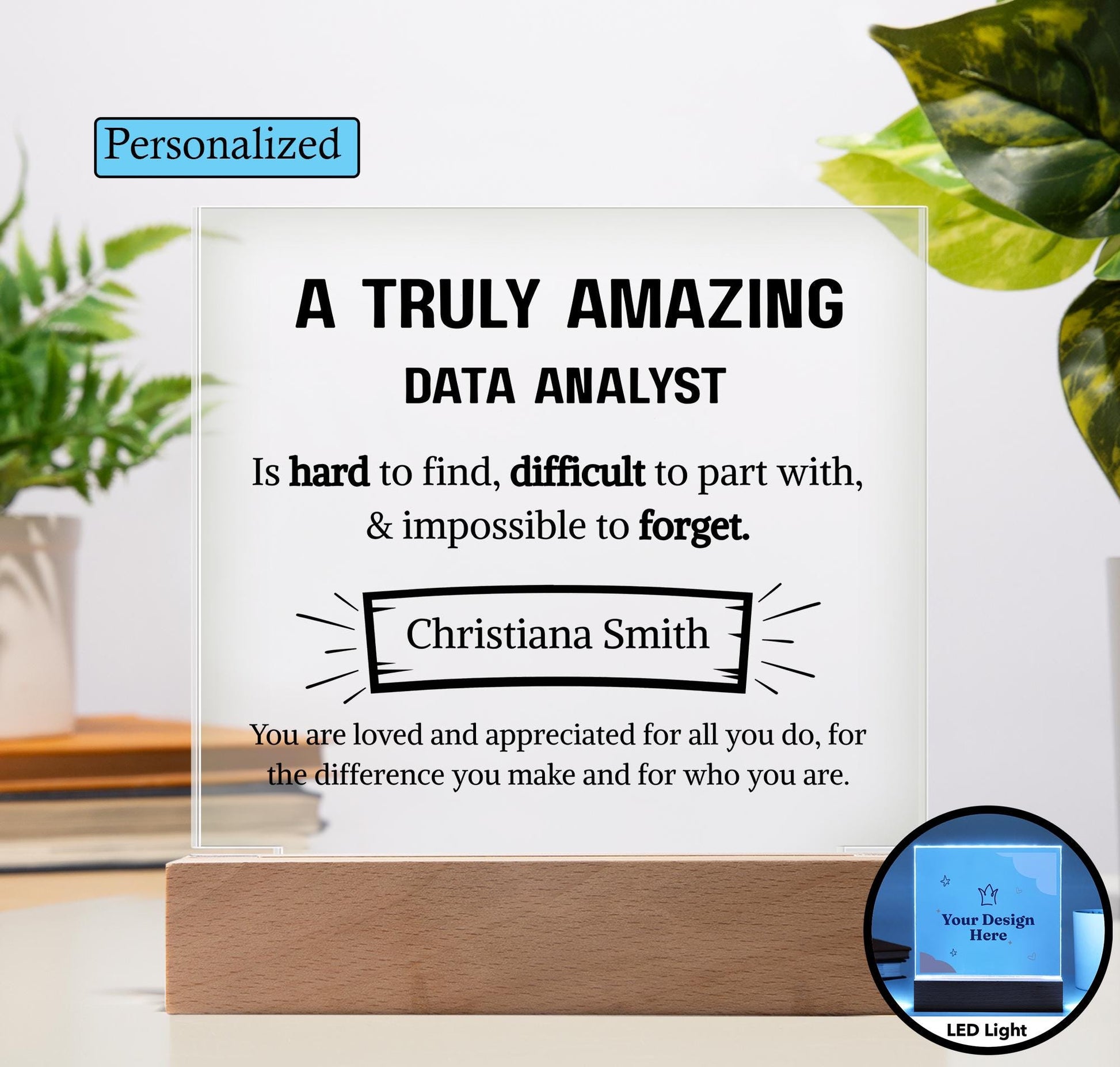 Data Analyst Appreciation Personalized Square Acrylic Plaque