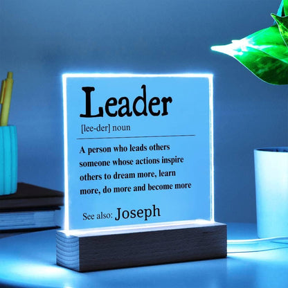 Custom Leader LED Acrylic Plaque – Unique Gift for Team Leader – view 2
