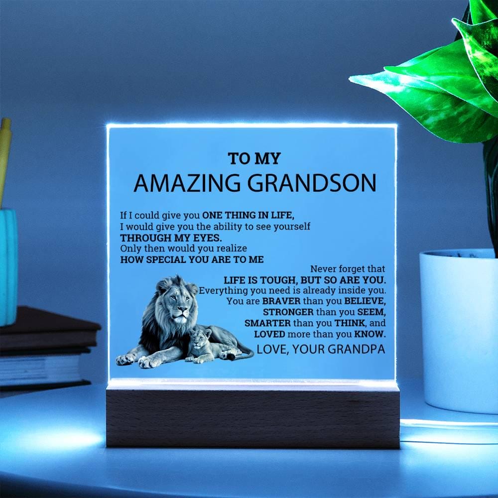 To My Amazing Grandson LED Acrylic Plaque – Grandson Gift from Grandpa – view 5