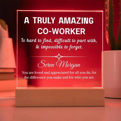 Co-worker Gift Personalized LED Acrylic Plaque – Gift for Work Bestie – view 3