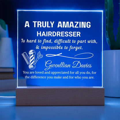 Hairdresser Gift Personalized LED Acrylic Plaque – Birthday Gift – view 3