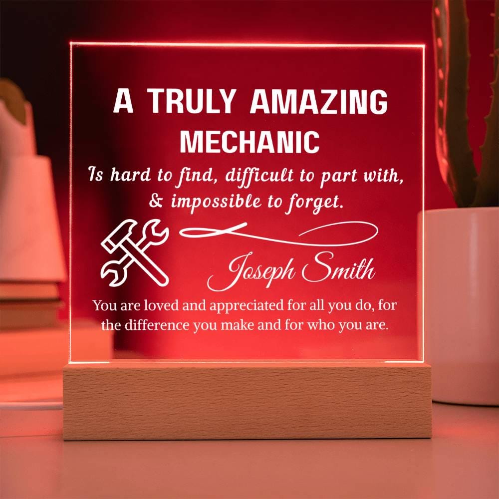 Mechanic Gift Personalized LED Acrylic Plaque – Gift for Auto – view 5