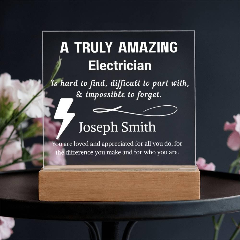 Electrician Gift Personalized LED Acrylic Plaque – Electric Grad – view 2