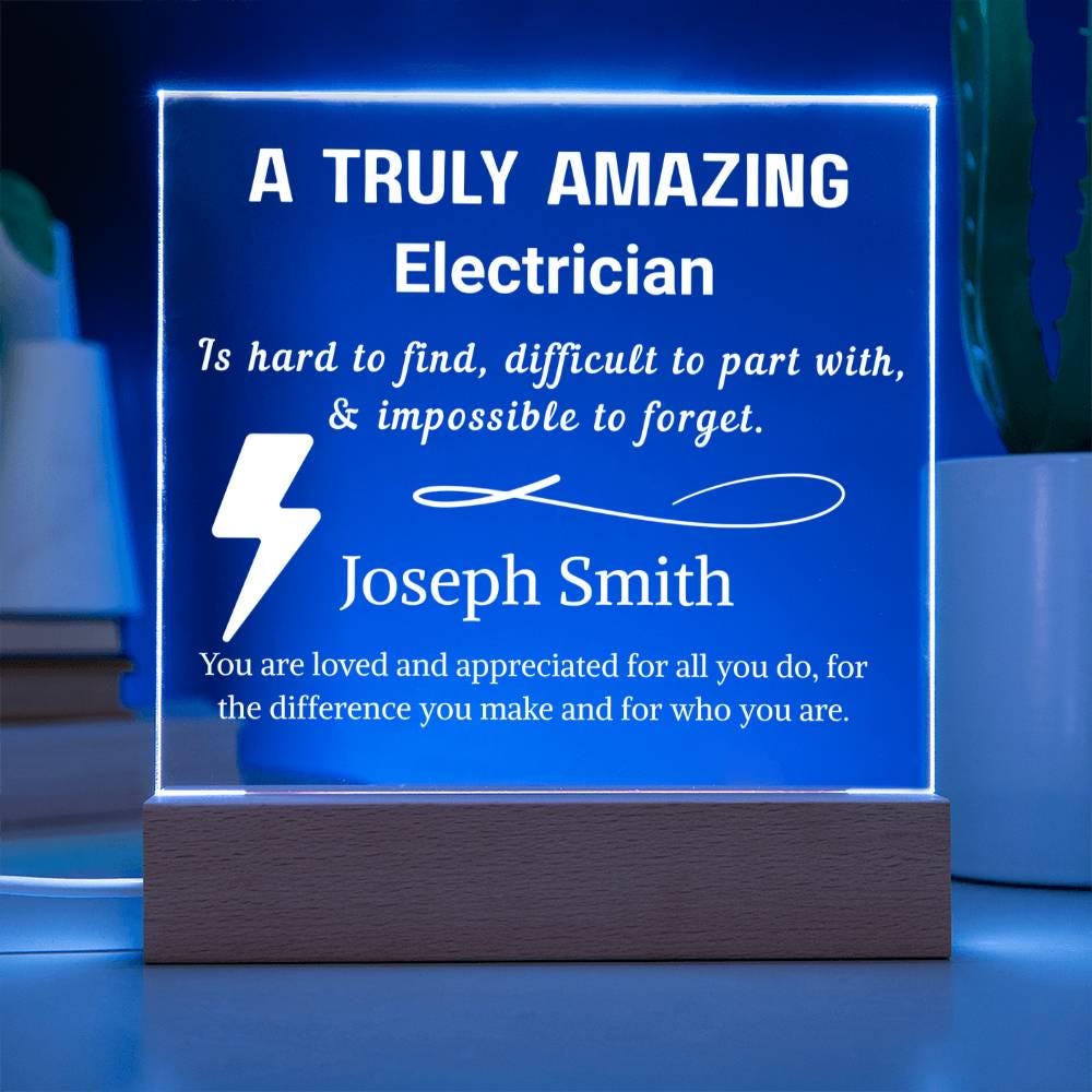 Electrician Gift Personalized LED Acrylic Plaque – Electric Grad – view 3
