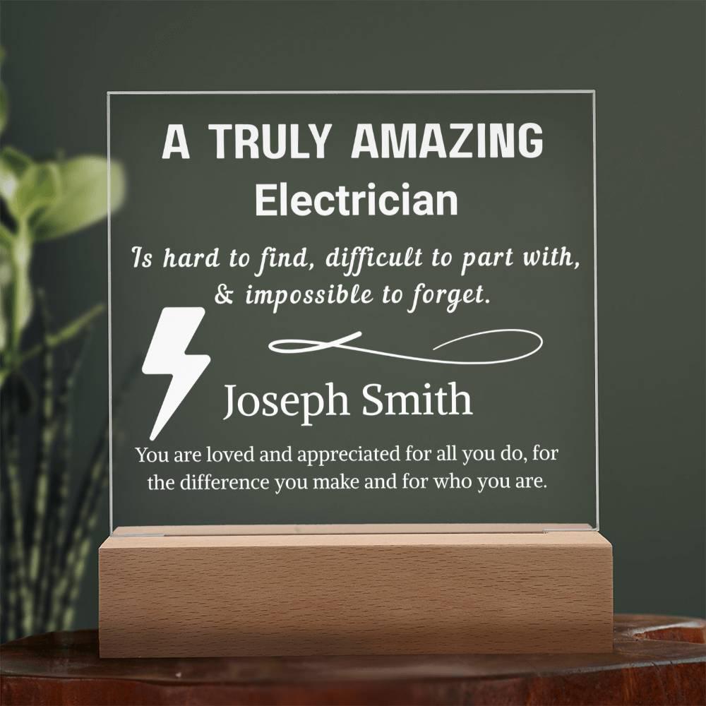 Electrician Gift Personalized LED Acrylic Plaque – Electric Grad – view 9