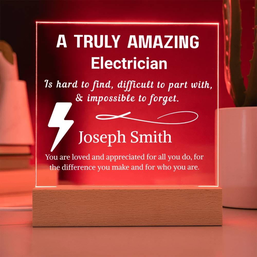 Electrician Gift Personalized LED Acrylic Plaque – Electric Grad – view 8