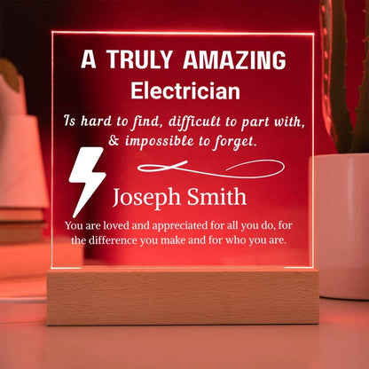 Electrician Gift Personalized LED Acrylic Plaque – Electric Grad – view 8