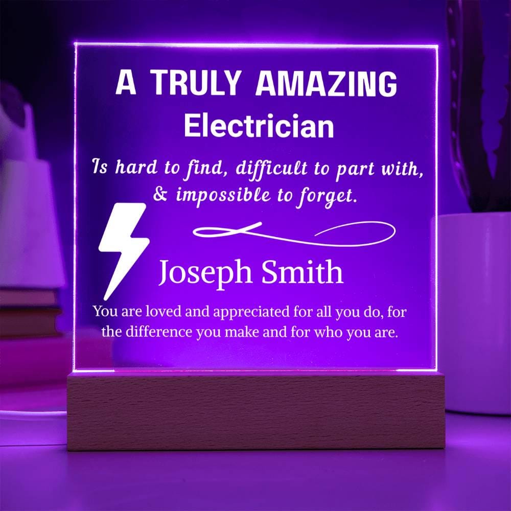 Electrician Gift Personalized LED Acrylic Plaque – Electric Grad – view 4