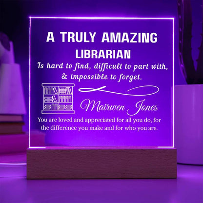 Librarian Gift Personalized LED Acrylic Plaque – Bookworm Gifts – view 8