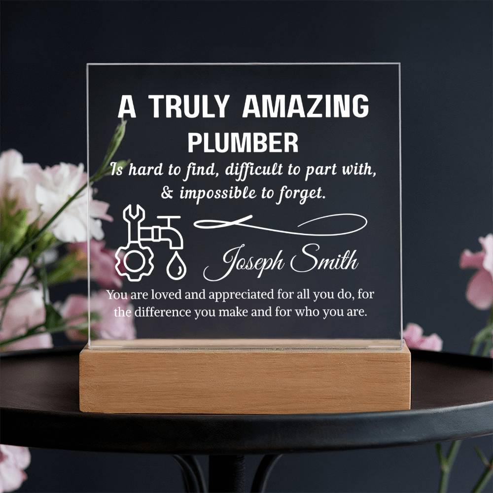 Plumber Gift Personalized LED Acrylic Plaque – Gift for Plumber Dad – view 3