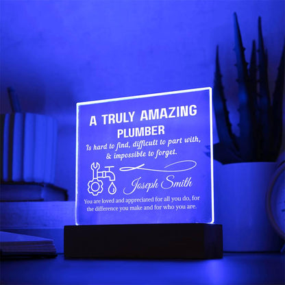 Plumber Gift Personalized LED Acrylic Plaque – Gift for Plumber Dad – view 10